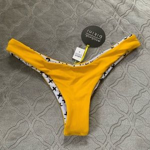 Moana bikini yellow ribbed vee bottom size medium